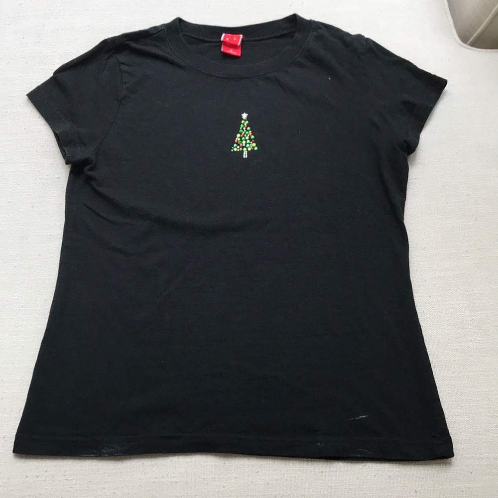 Black Christmas Tree Short Sleeve Top